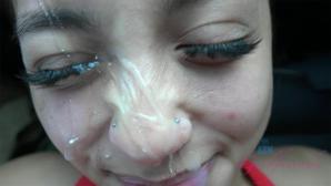 You cover Mi Ha's face in cum.